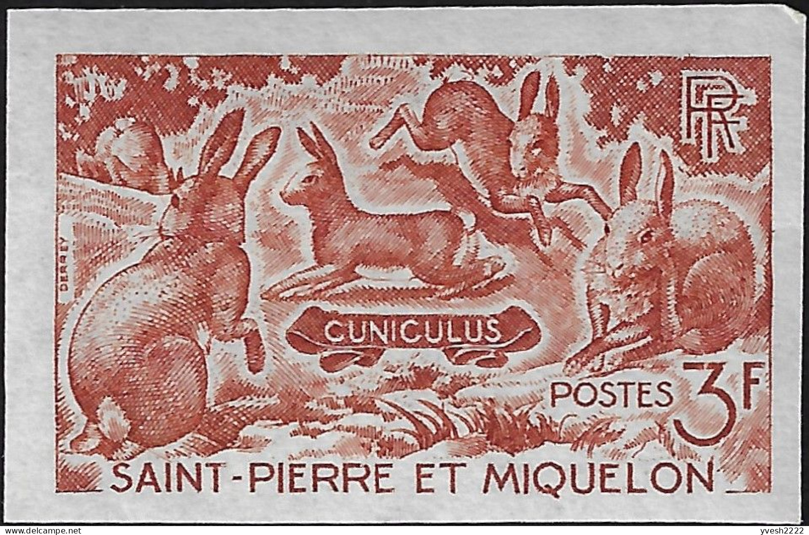 Saint Pierre & Miquelon SPM 1964 Y&T 372. Essai De Couleurs. Animaux, Lapins, La Cuniculiculture - Lapins