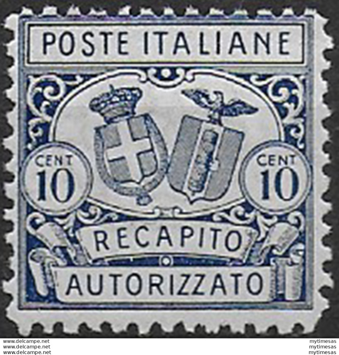 1928 Italia Recapito Autorizzato 10c. Azzurro Mc MNH Sassone N. 1 - Andere & Zonder Classificatie