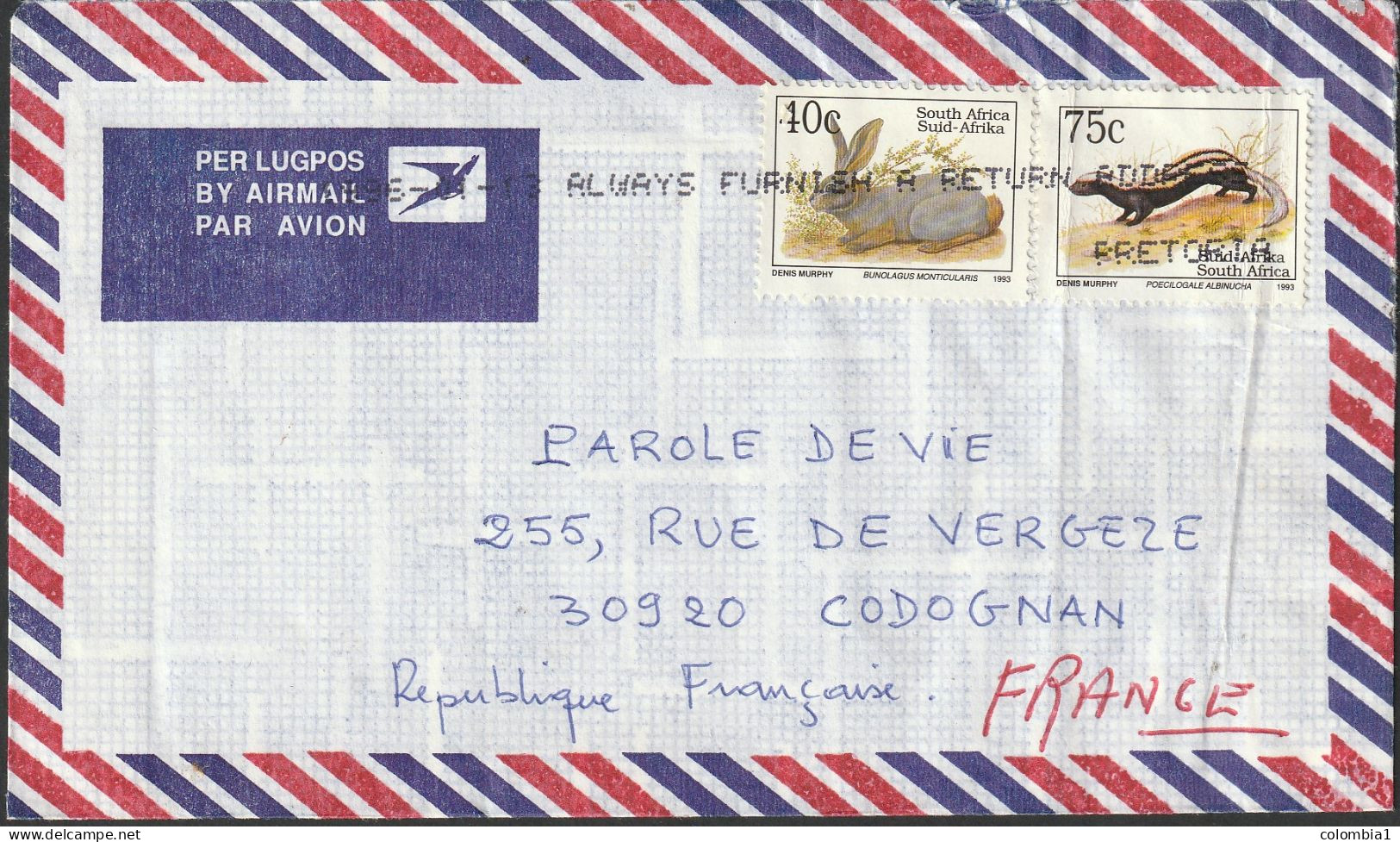AFRIQUE Du SUD Lettre De PRETORIA - Cartas & Documentos
