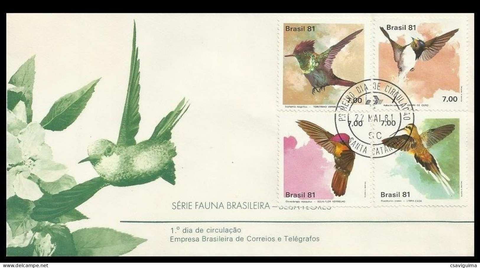 Brasil (Brazil) - 1981 - FDC:  Hummingbirds Yv 1473/76 - Colibrì