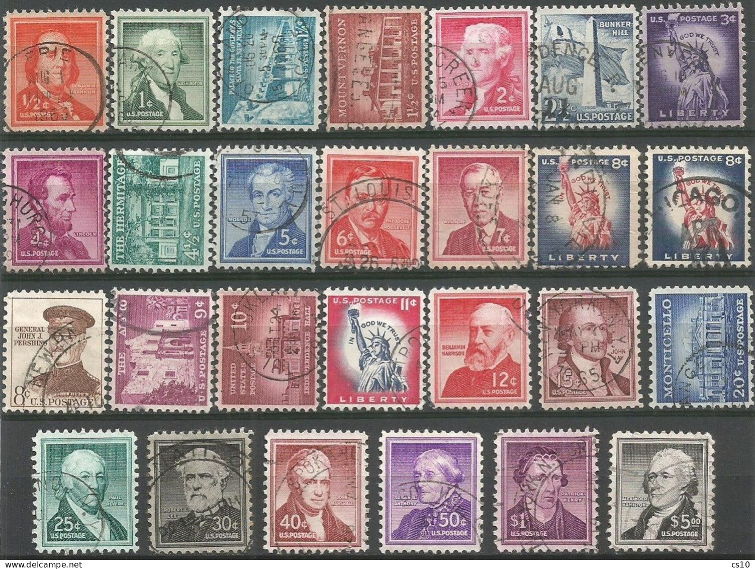 USA 1954/61 Liberty Series - Cpl 27v Set In VFU Condition SC.#130/53 - Gebraucht