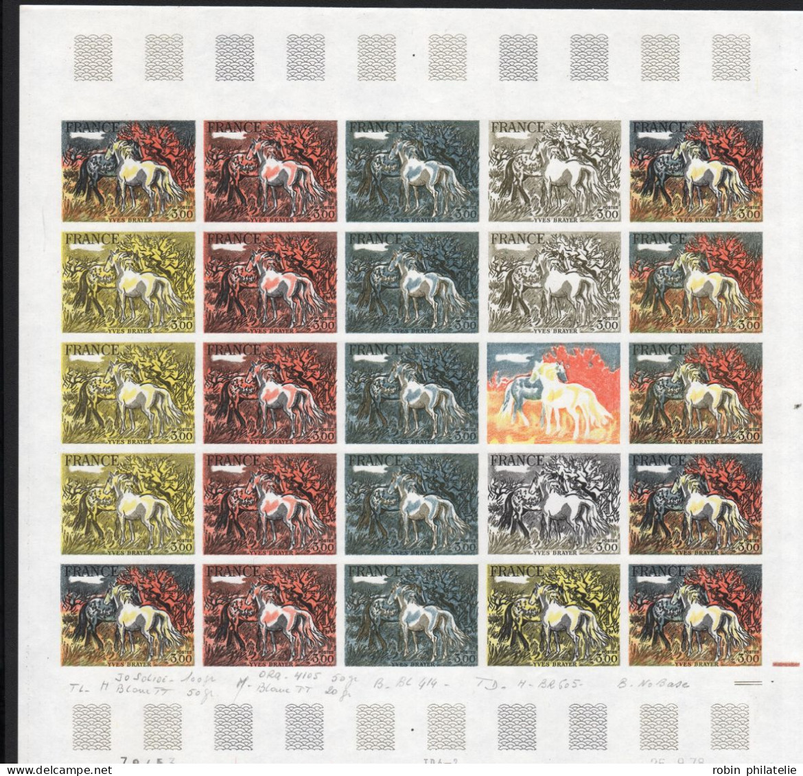 France Essais De Couleur En Feuilles N°2026 Chevaux D'Yves Brayer Qualité:** - Sonstige & Ohne Zuordnung