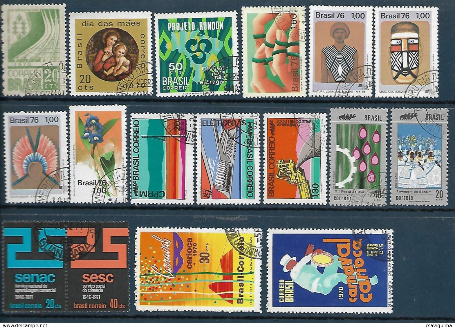 Brasil (Brazil) - 1970/76 - Set 17 Stamps: Used, Hinged (##8) - Oblitérés