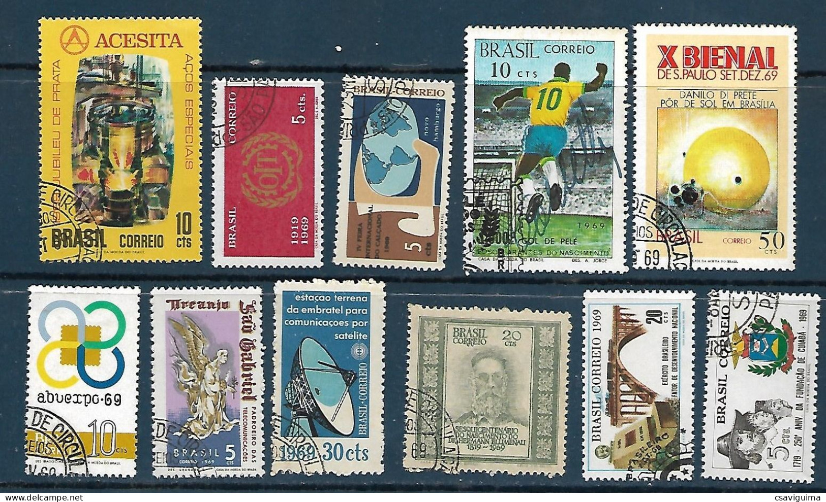 Brasil (Brazil) - 1969 - Set 11 Stamps: Used, Hinged (##2) - Used Stamps