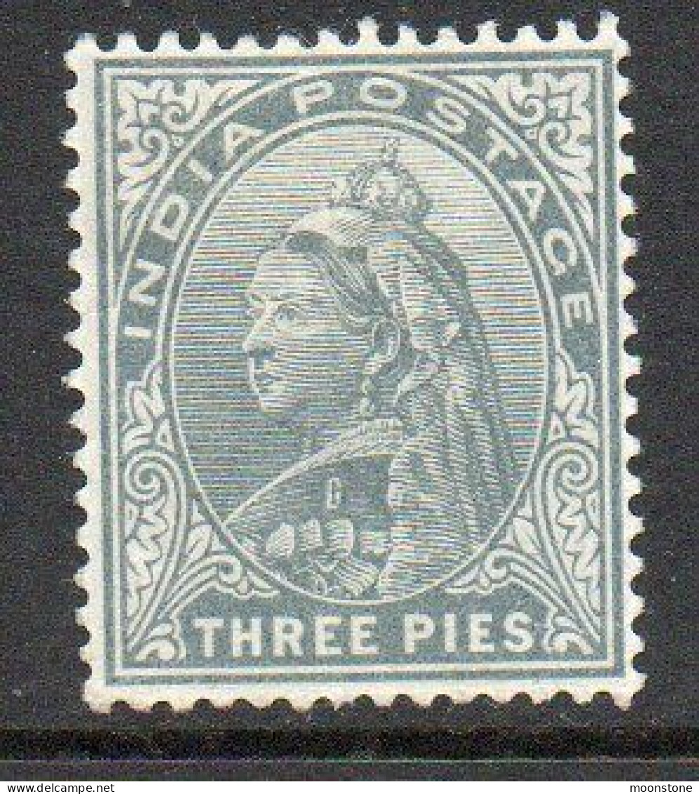 India 1900 3 Pies Grey, Wmk. Star, Lightly Hinged Mint, SG 112 (E) - 1882-1901 Imperium