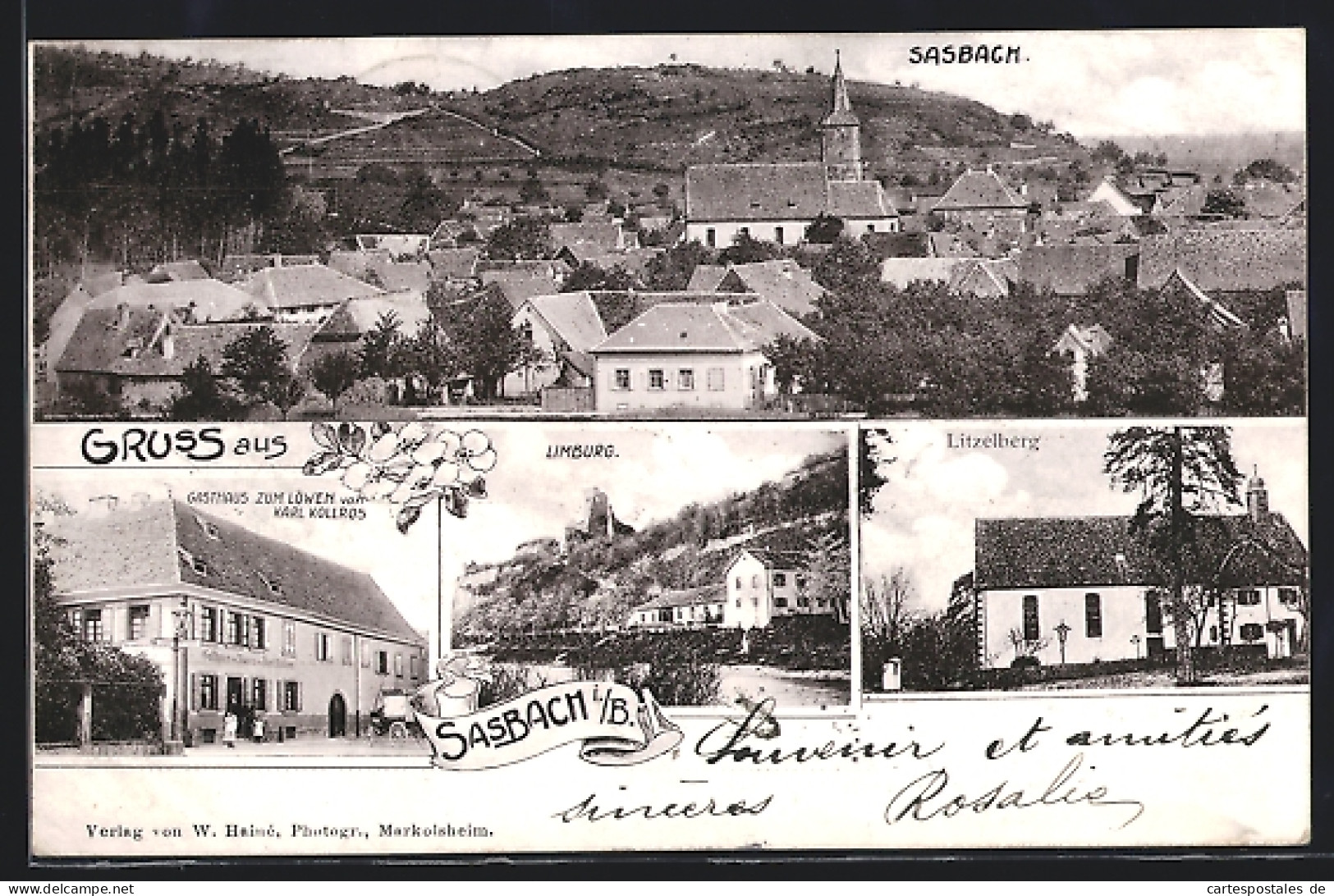 AK Sasbach I. B., Gasthaus Zum Löwen, Litzelberg, Limburg  - Sasbach