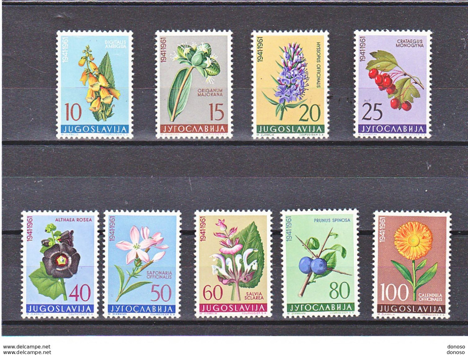 YOUGOSLAVIE 1961 Fleurs, Plantes Médicinales Yvert  843-851, Michel 943-951 NEUF** MNH  Cote 16 Euros - Ungebraucht