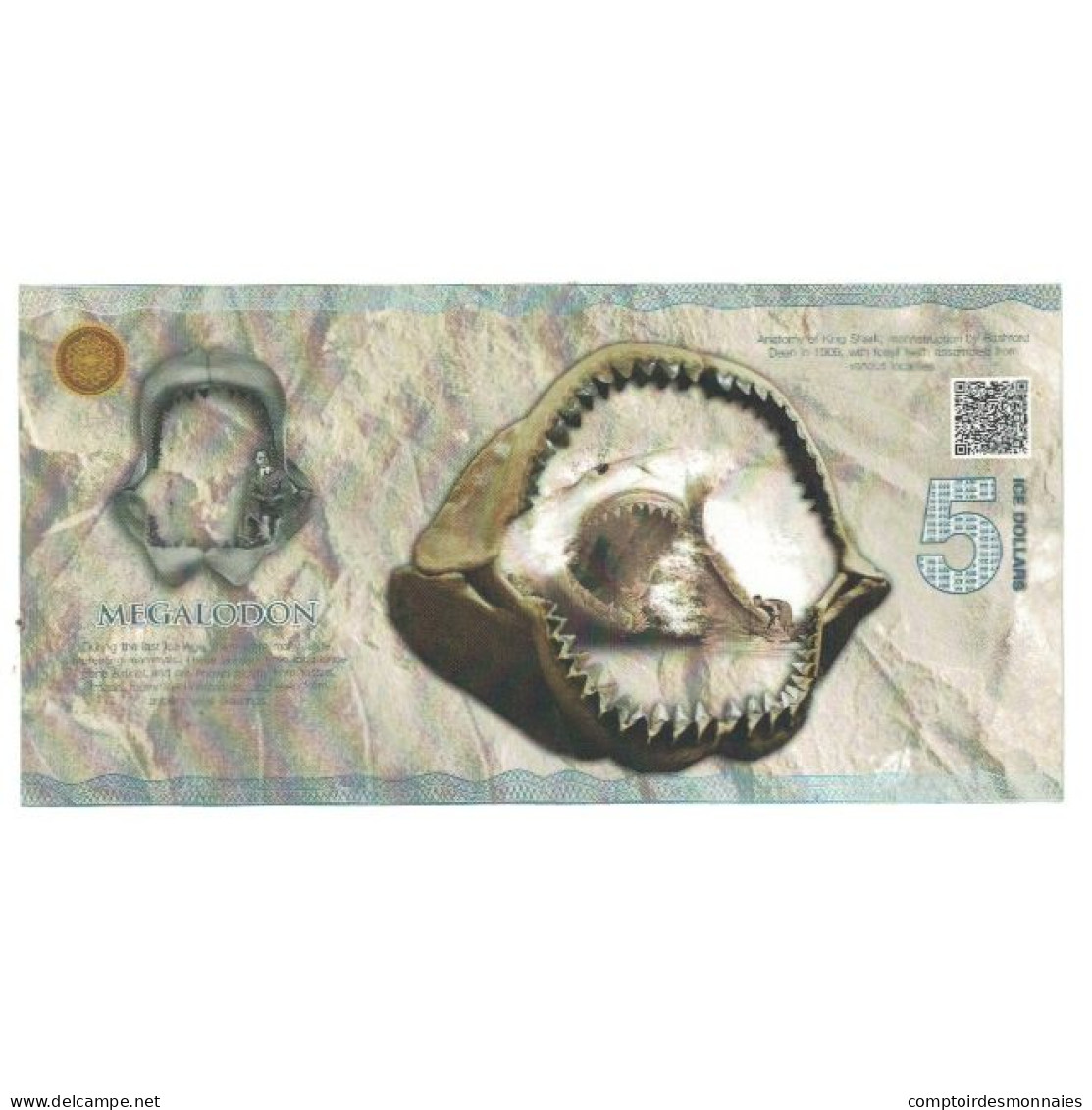 Billet, États-Unis, Billet Touristique, 2015, 2015-01, 5 ICE DOLLAR MEGALODON - A Identifier