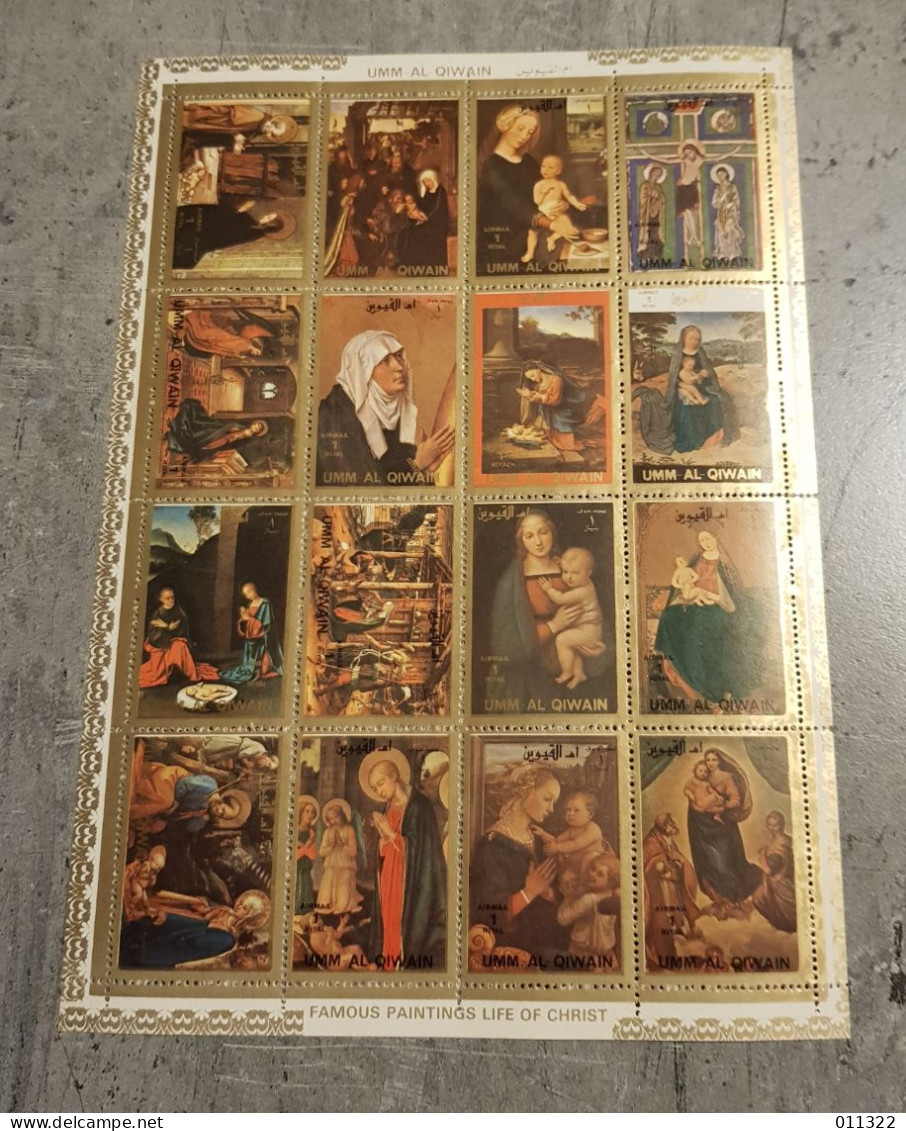 UMM-AL-QIWAIN FAMOUS PAINTINGS LIFE OF CHRIST SHEET MNH - Tableaux