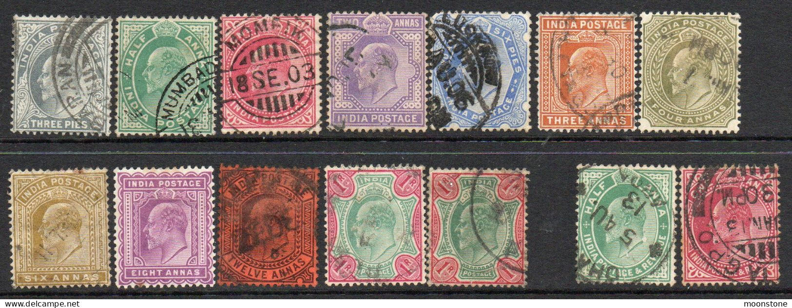 India 1902-11 KEVII Definitives To 1 Rupee, Incl. Shades + 1906 Pair, Used, Between SG 119-36, 149-50 (E) - 1902-11  Edward VII