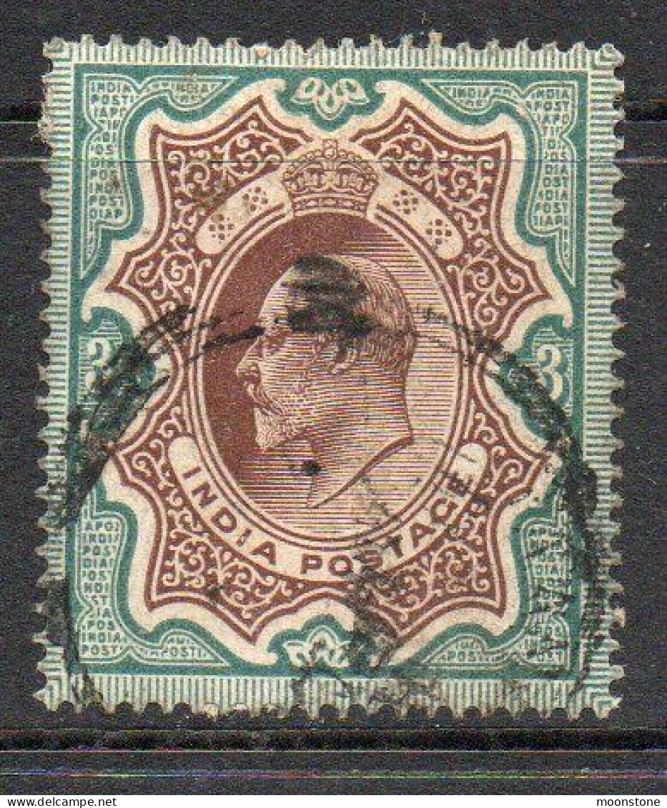 India 1902-11 KEVII 3 Rupees Red-brown & Green, Used, SG 141 (E) - 1902-11  Edward VII