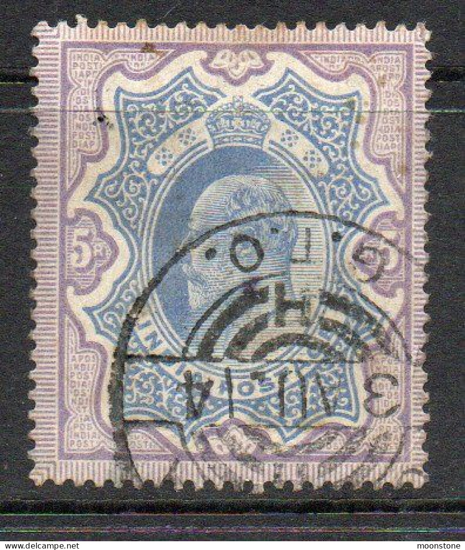 India 1902-11 KEVII 5 Rupees Ultramarine & Violet, Used, SG 142 (E) - 1902-11  Edward VII