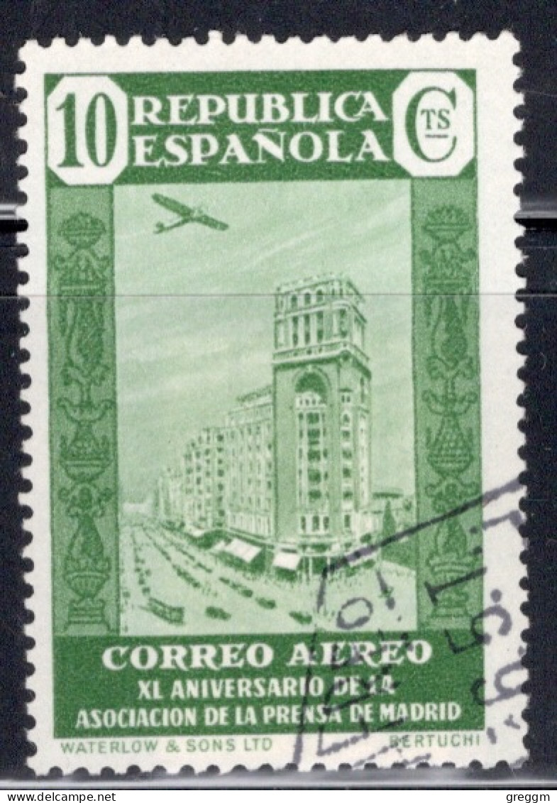 Spain 1936 Single Stamp Issued As An Airmail The 40th Anniversary Of The Madrid Press Association In Fine Used - Otros & Sin Clasificación