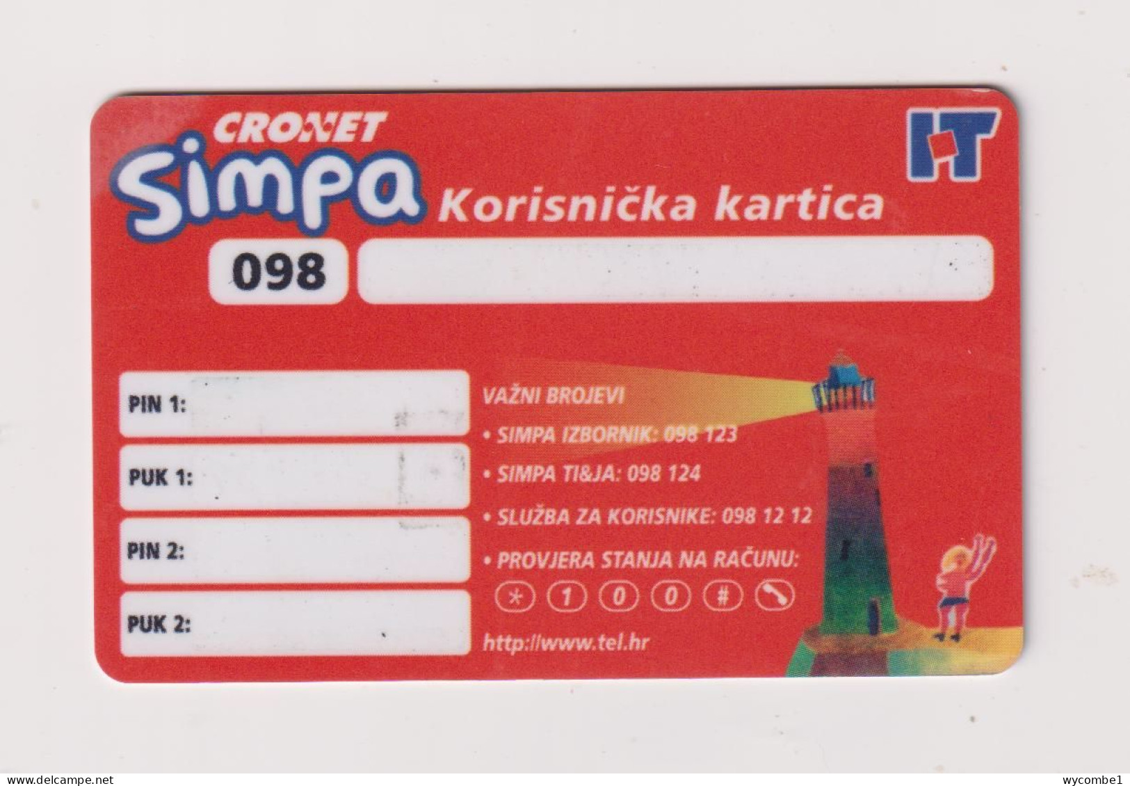 CROATIA -  Simpa Lighthouse Remote  Phonecard - Croatia