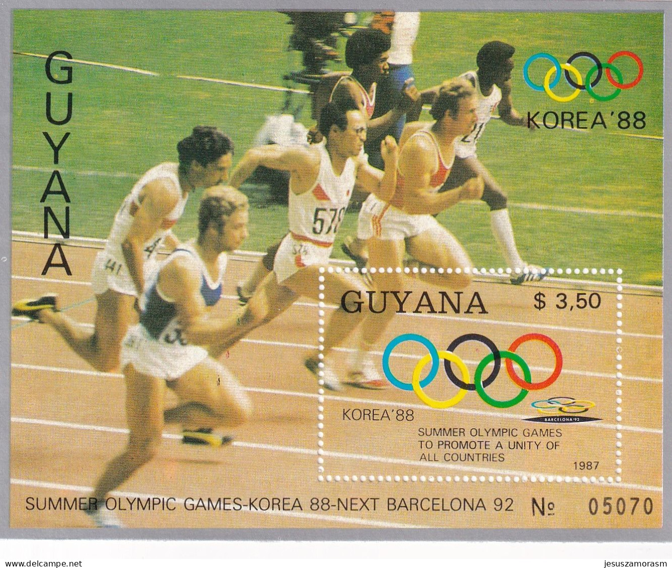 Guyana Hb 14 Borde Plata NUMERACION ABAJO - Zomer 1992: Barcelona