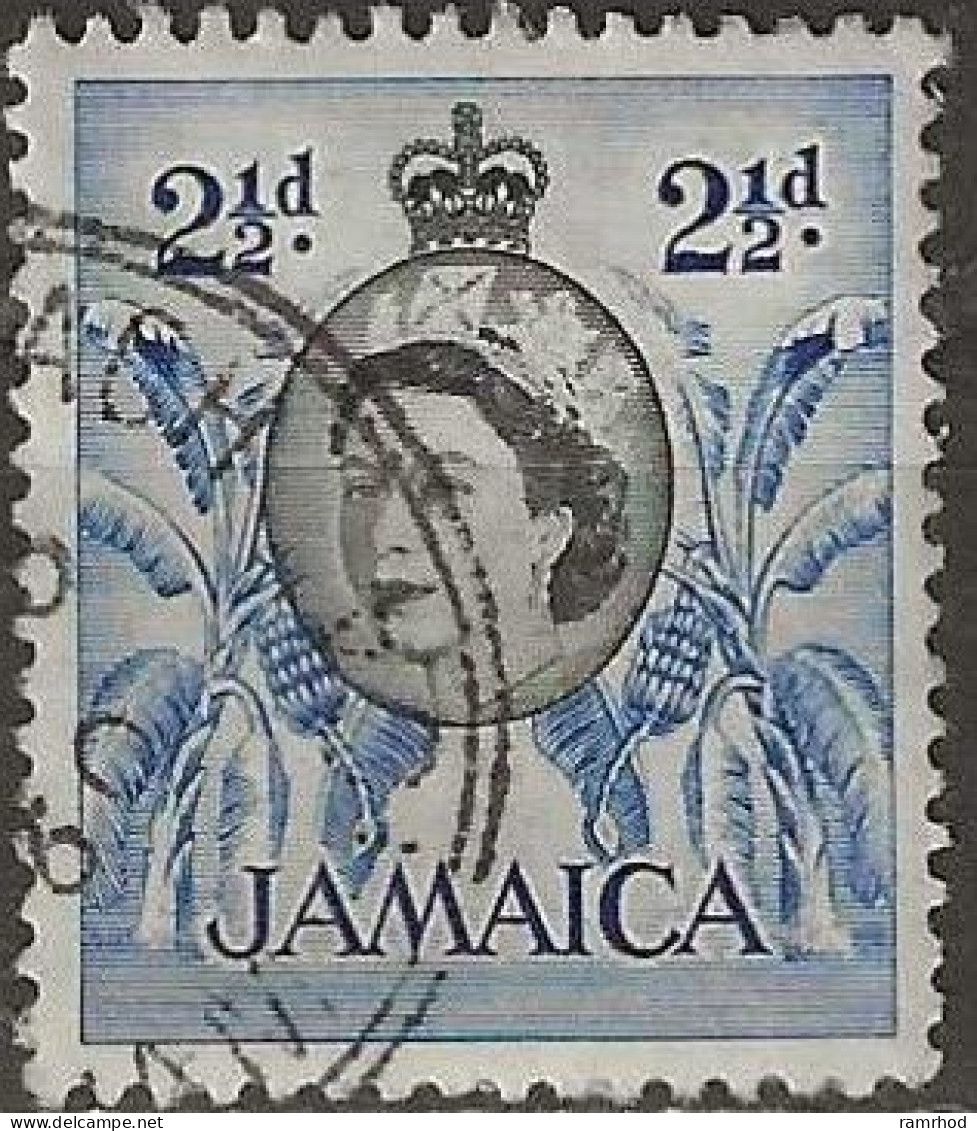 JAMAICA 1956 Queen Elizabeth II - Bananas - 2½d. - Black And Blue FU - Jamaica (...-1961)