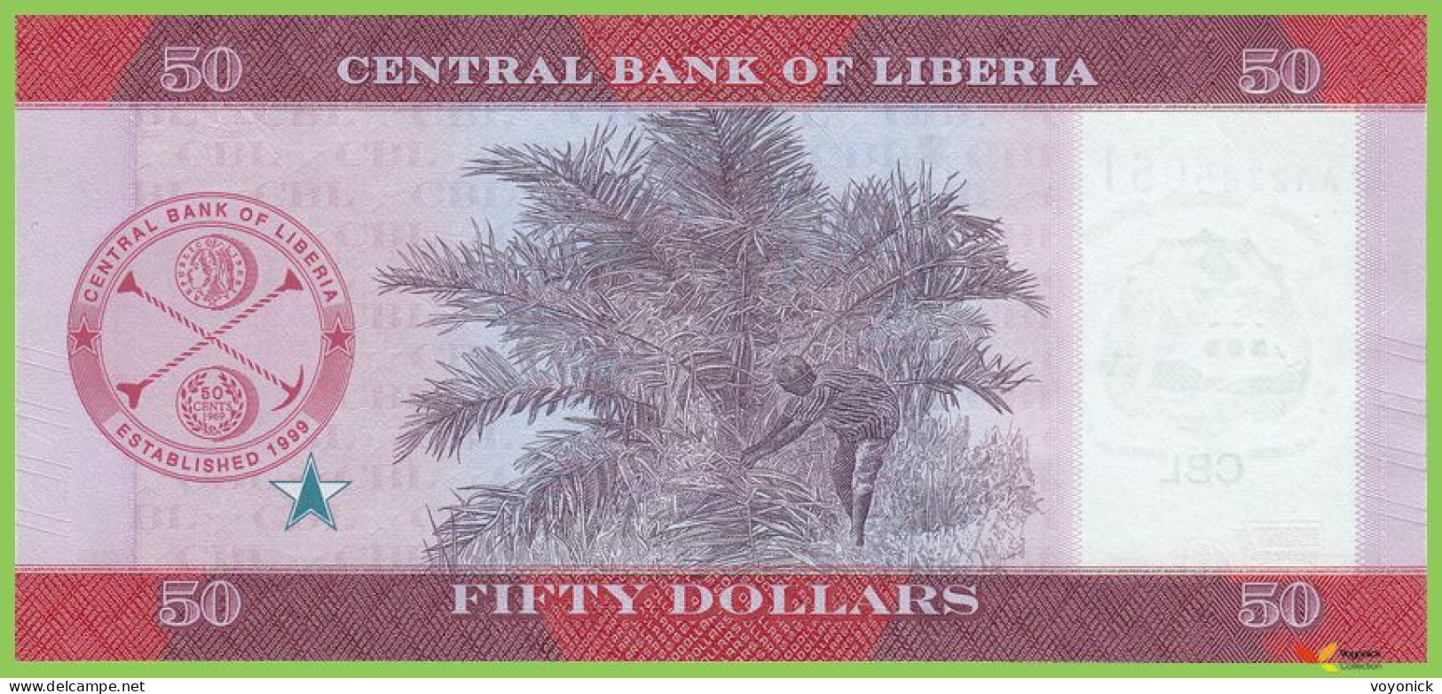 Voyo LIBERIA 50 Dollars 2022 P40 B318a AA UNC - Liberia