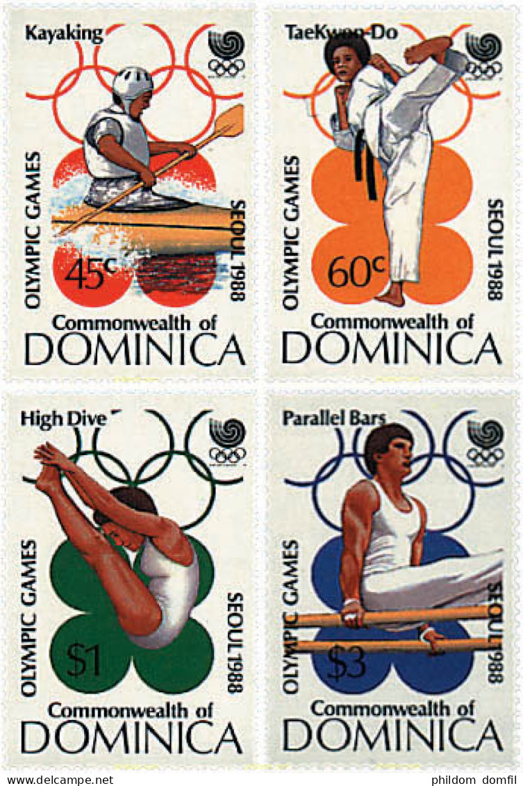 726425 HINGED DOMINICA 1988 24 JUEGOS OLIMPICOS VERANO SEUL 1988 - Dominique (1978-...)