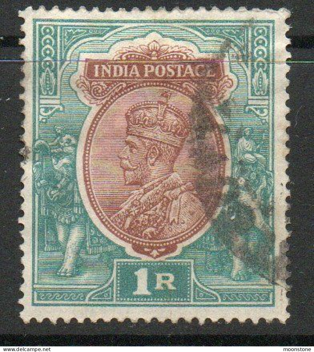 India 1911-23 GV 1 Rupee Red-brown & Blue-green, Wmk. Star, Used, SG 185 (E) - 1911-35 King George V