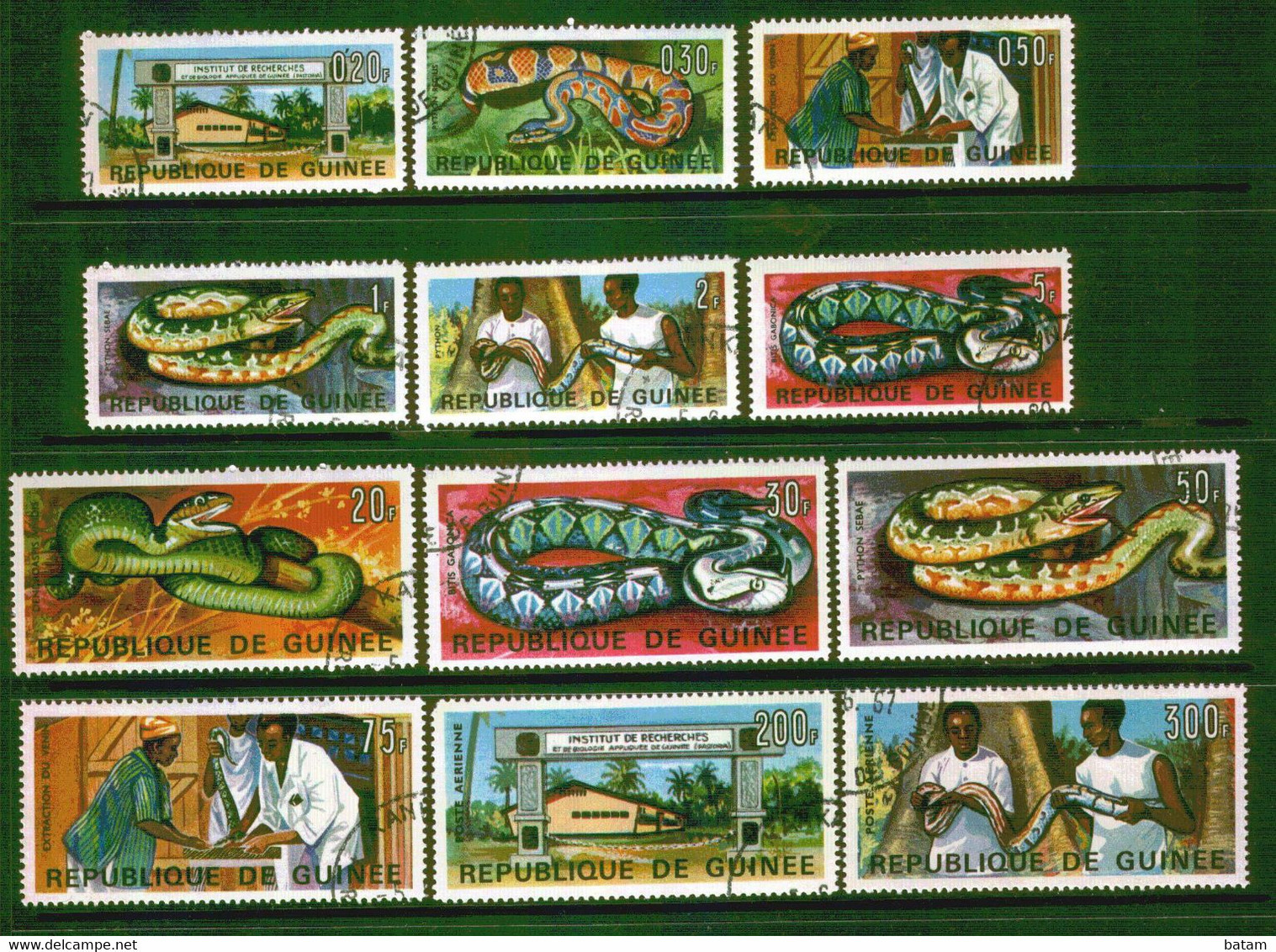 240 - Guinea 1967 - Snakes - Used Set - Schlangen