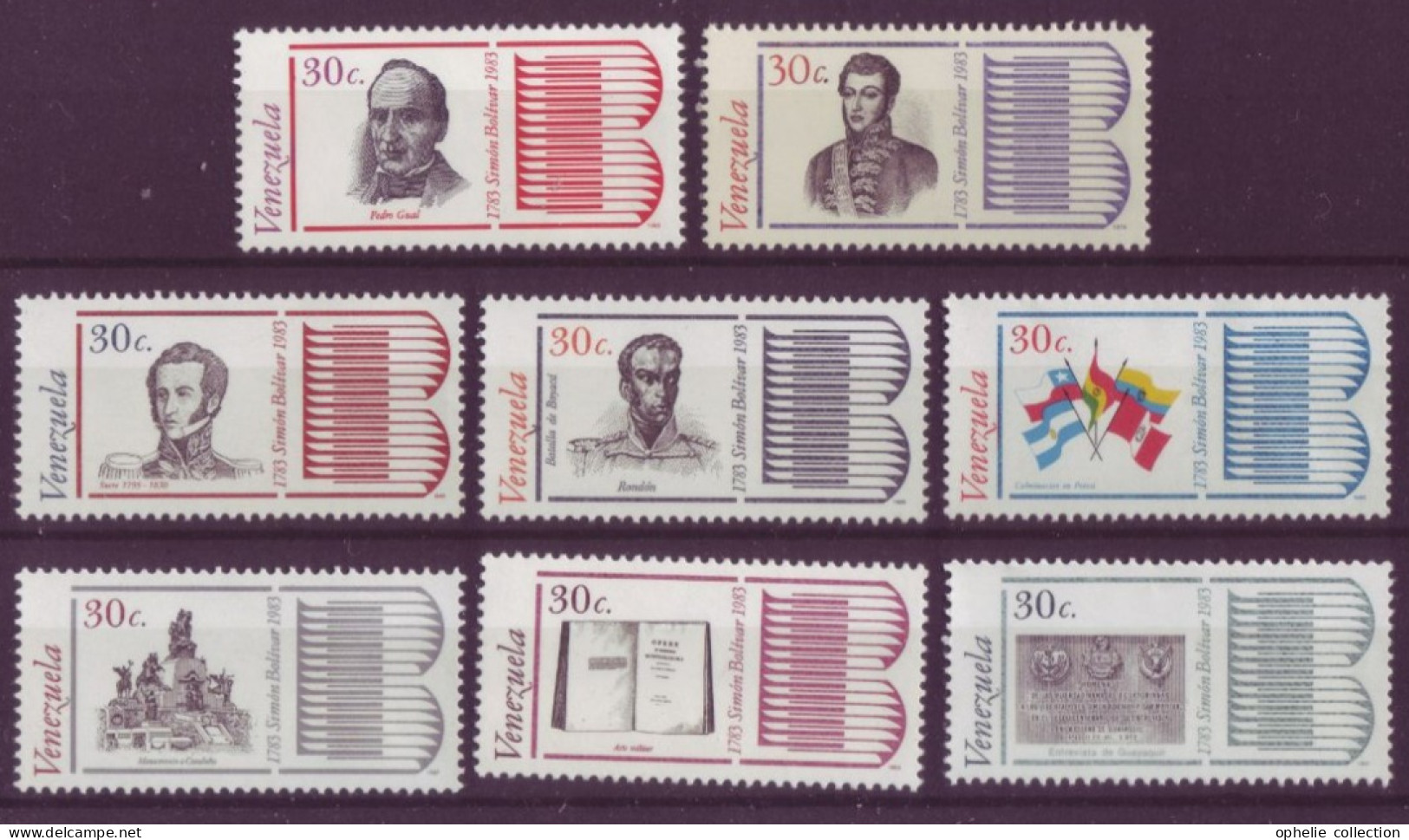 Amérique - Vénézuela - Simon Bolivar 1783 -1983 - 8 Timbres Différents - 6689 - Venezuela