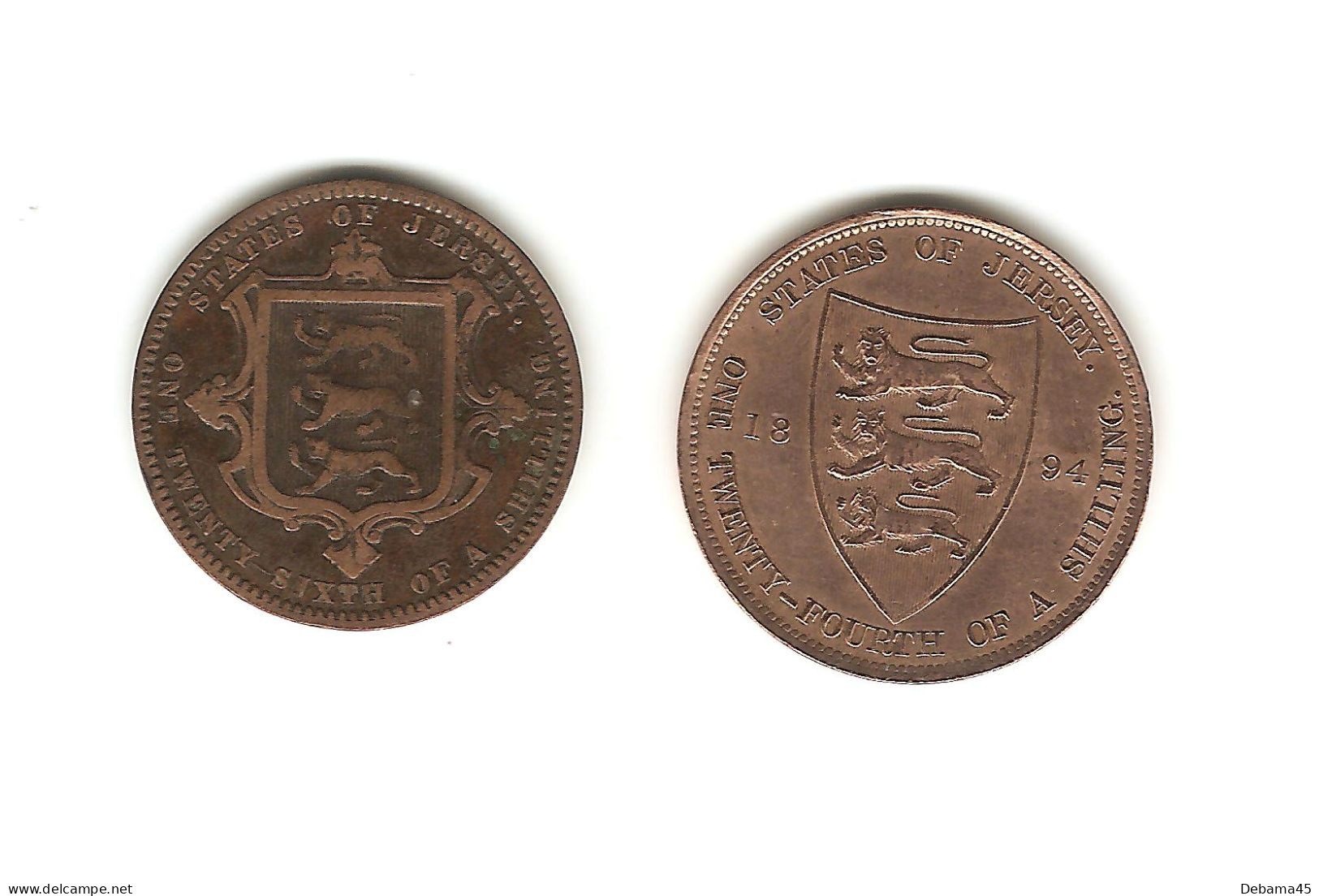 601/ Jersey : Victoria : 1/26 Shilling 1866 - 1/24 Shilling 1894 (TTB) - Jersey