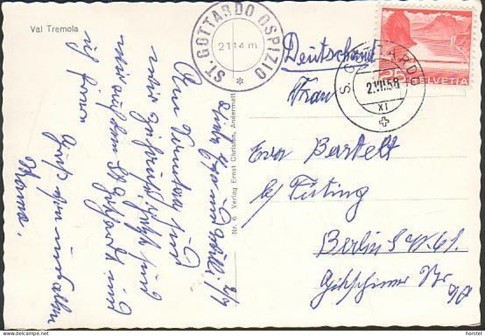 Schweiz - St. Gotthard Passtraße - Val Tremola - Nice Stamp 1958 - Airolo
