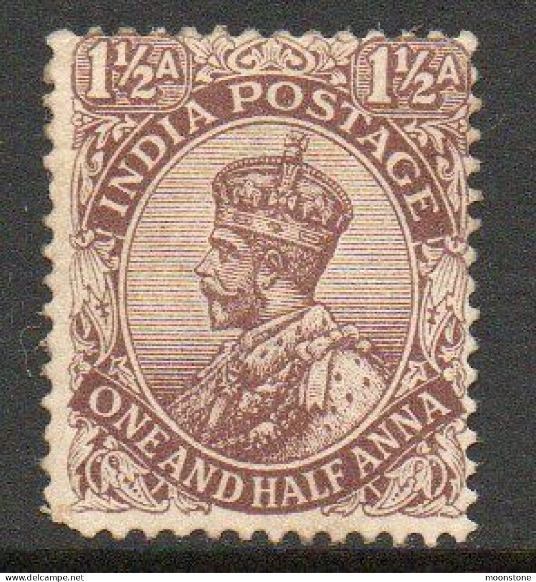 India 1911-23 GV 1½ Annas Chocolate, Wmk. Star, Hinged Mint, SG 163 (E) - 1911-35 Roi Georges V