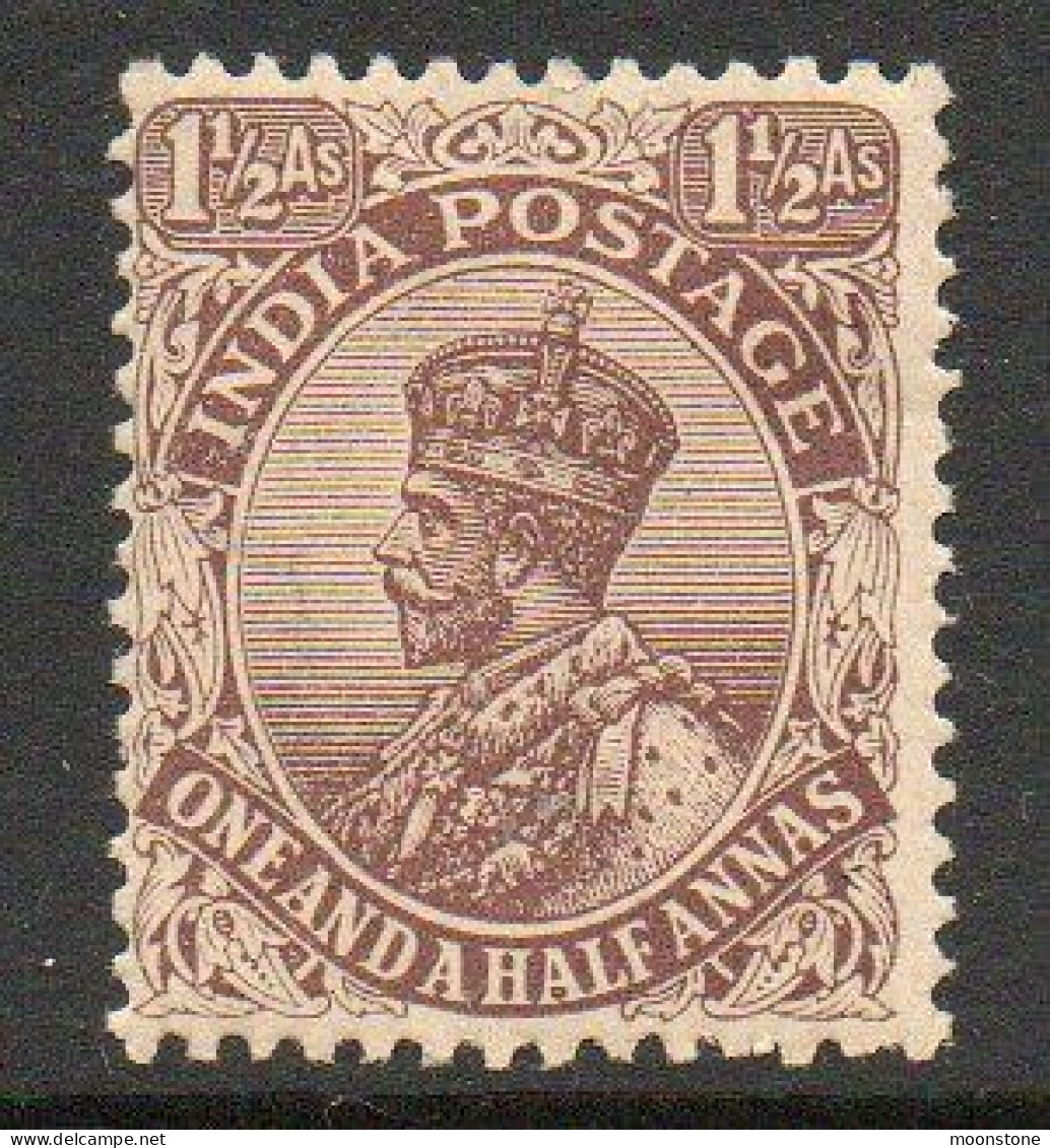 India 1922-6 GV 1½ Annas Chocolate, Wmk. Star, Hinged Mint, SG 197 (E) - 1911-35 Roi Georges V