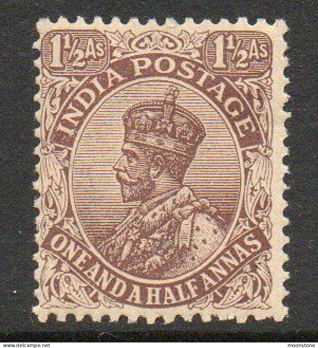 India 1922-6 GV 1½ Annas Chocolate, Wmk. Star, Hinged Mint, SG 197 (E) - 1911-35 King George V