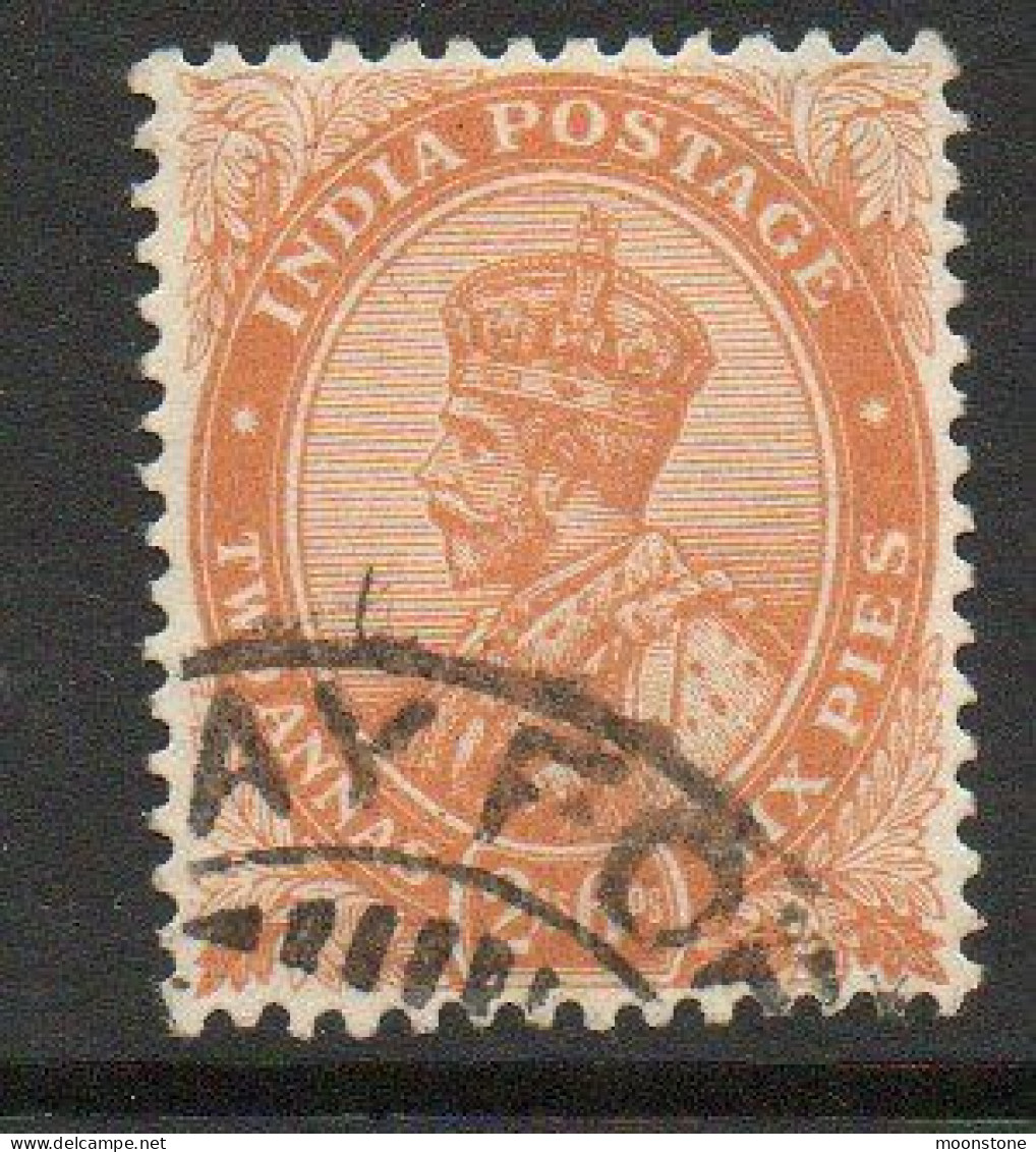 India 1922-6 GV 2 Annas 6 Pies Orange, Wmk. Star, Used, SG 199 (E) - 1911-35 Roi Georges V