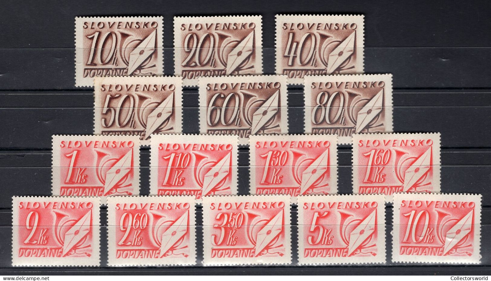 Slovakia 1942 Complete Postage Due Set 15v MNH - Ongebruikt