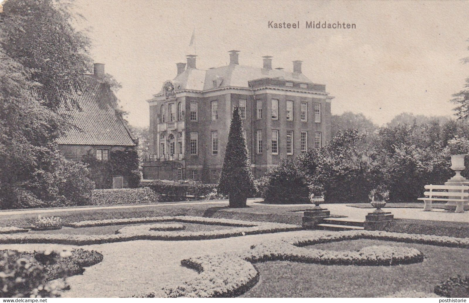 Ansicht Kasteel Middachten 29 Jul 1910 Steeg *1* (langebalk) Naar Enschede *1* (langebalk) - Poststempel