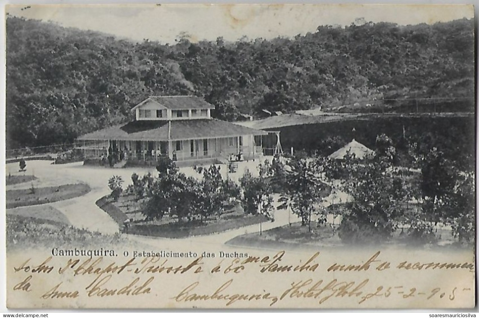 Brazil Minas Gerais 1905 Postcard Photo Cambuquira Establishment Of Showers Shipped Stamp Republic Dawn 50 Réis - Sonstige