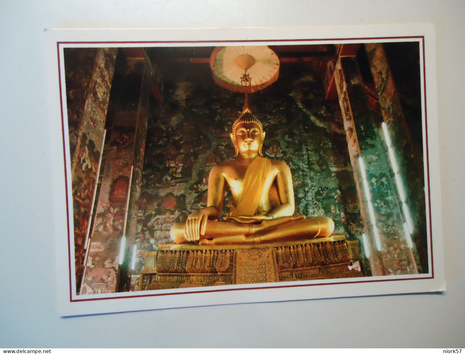 THAILAND  POSTCARDS   MONUMENTS PHRA SRI SAKAYMUNI  WITH STAMPS KINGS - Tailandia