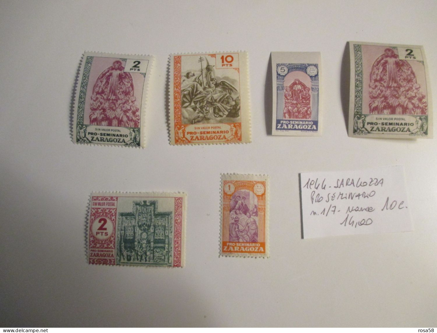 1944 Saragozza Pro Seminario N.1/7 Non Dentellati Manca 10 Cent. - Variedades & Curiosidades