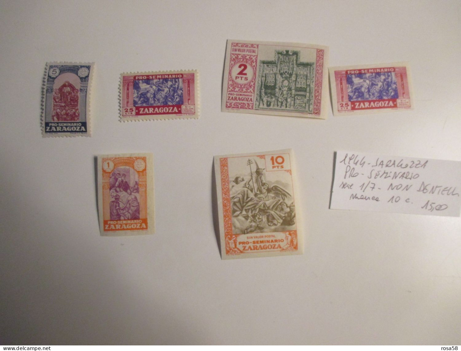 1944 Saragozza Pro Seminario N.1/7 Non Dentellati Manca 10 Cent. - Variétés & Curiosités