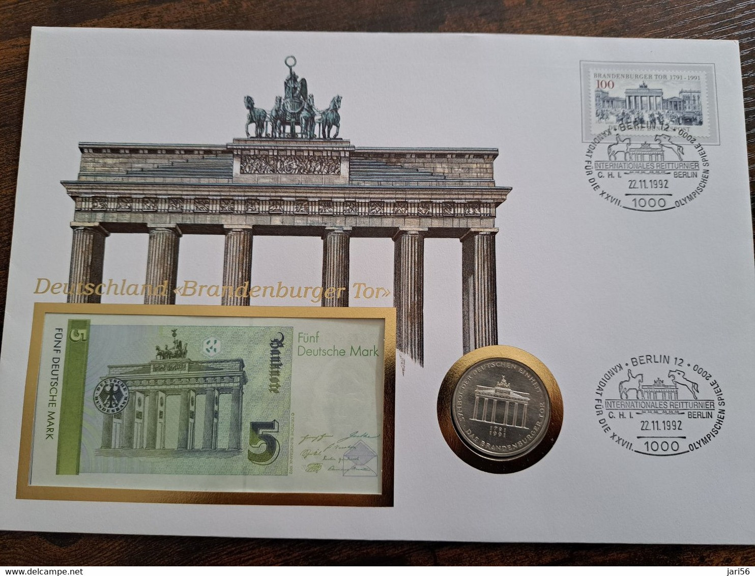 BANKNOTEN BRIEF -  UNC BANKNOTE COVER /+ COIN  UNC     -GERMANY/ BRANDENBURGER TOR         ** BRIEF 185 ** - Other & Unclassified