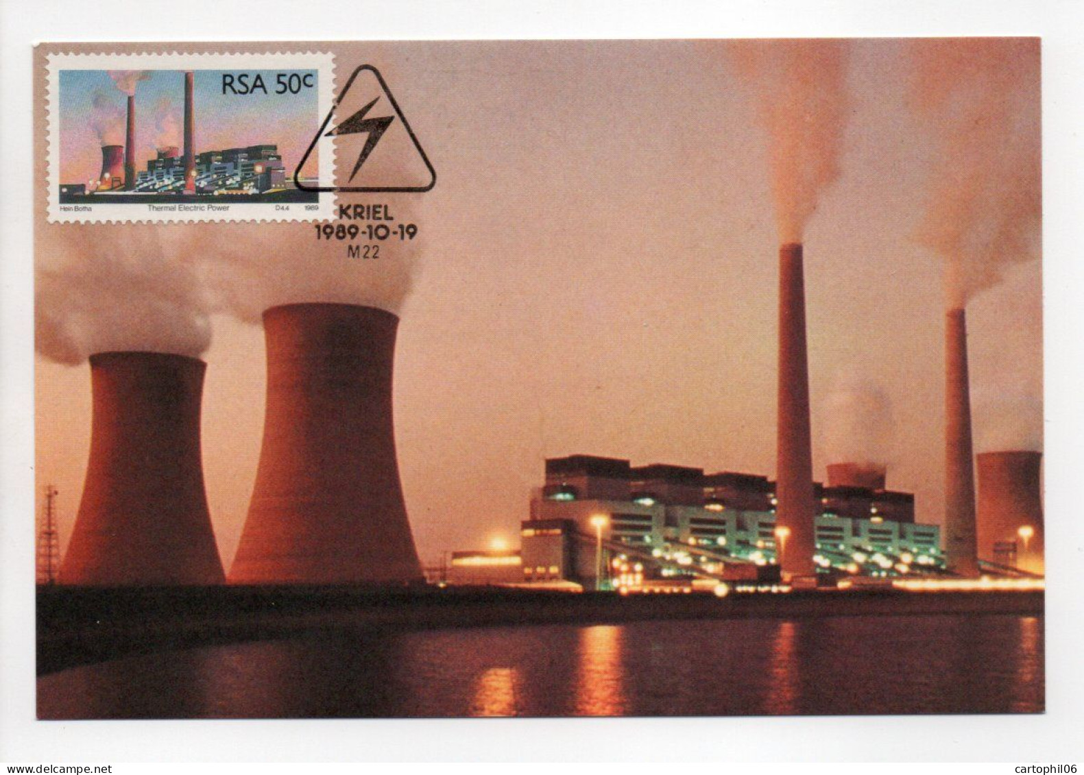 - Carte Postale CENTRALE THERMIQUE DE KRIEL (Afrique Du Sud) 19.10.1989 - - Elettricità