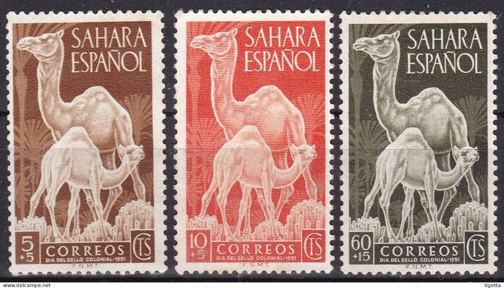 SPAGNA SAHARA SPAGNOLO 1951 GIORNATA DEL FRANCOBOLLO SERIE COMPLETA USATA COME DA FOTO - Spaanse Sahara