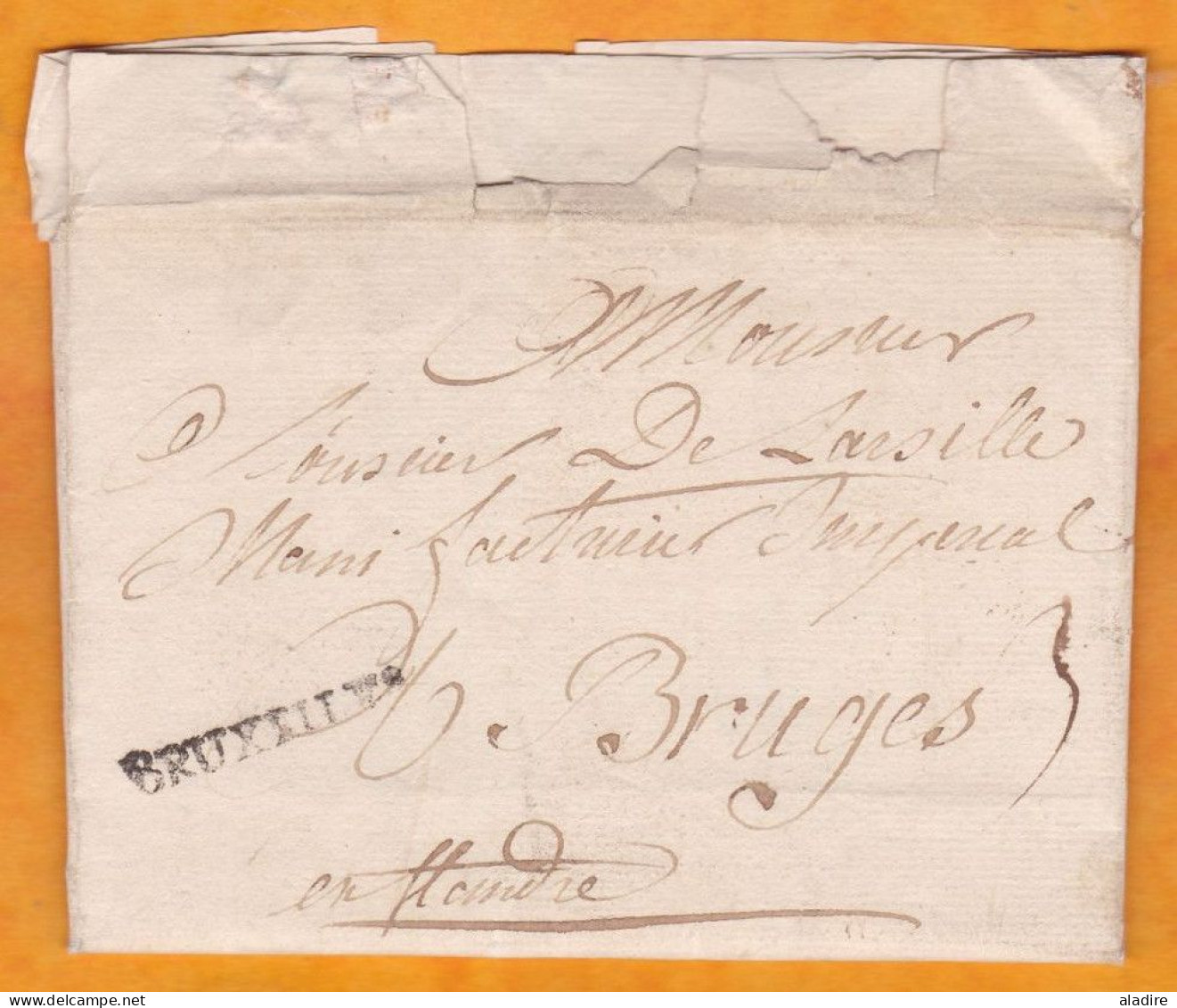 1760 - Marque Postale BRUXELLES Sur Lettre Pliée Avec Corresp Familiale En Français De 2 Pages Vers Bruges Brugge - 1714-1794 (Paises Bajos Austriacos)