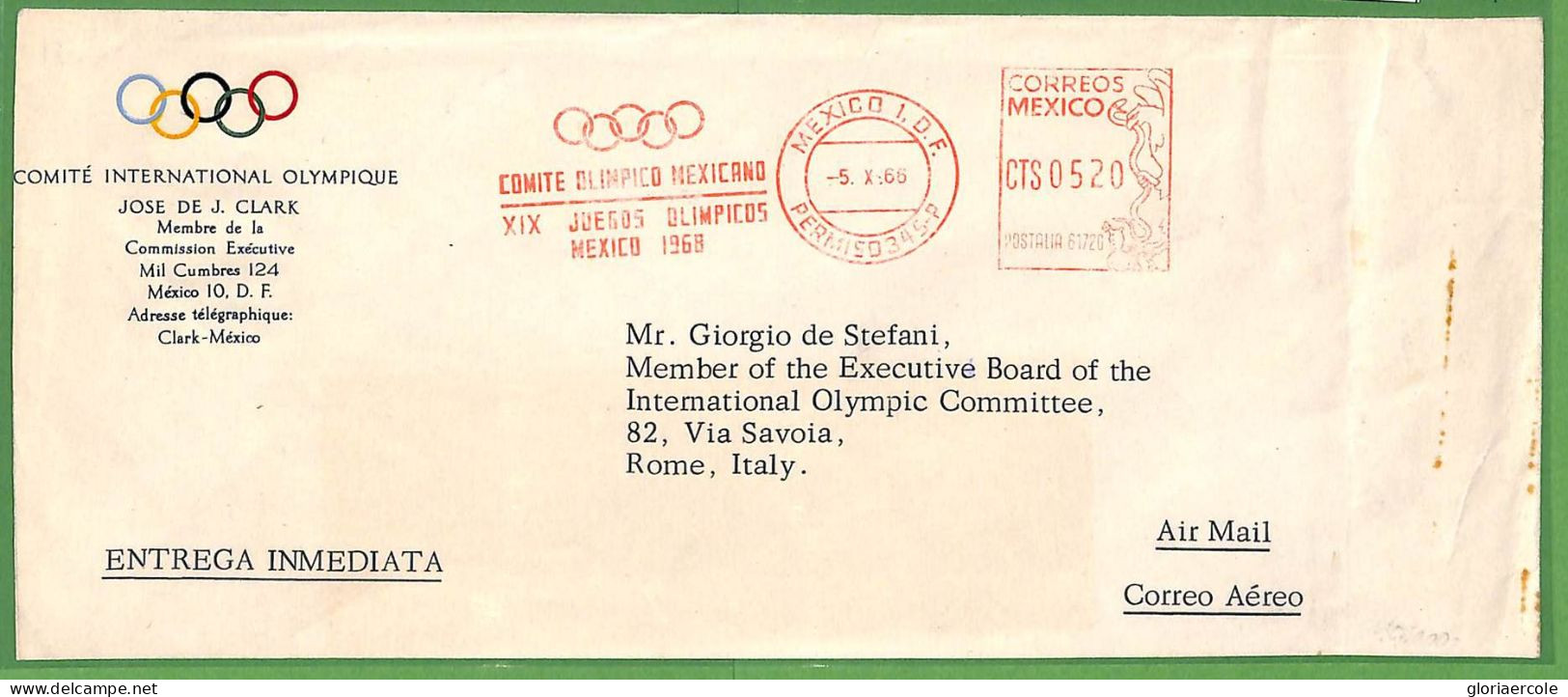 ZA1896 - MEXICO - POSTAL HISTORY - 1966  OLYMPIC Committee OFFICIAL STATIONERY And POSTMARK - Estate 1968: Messico