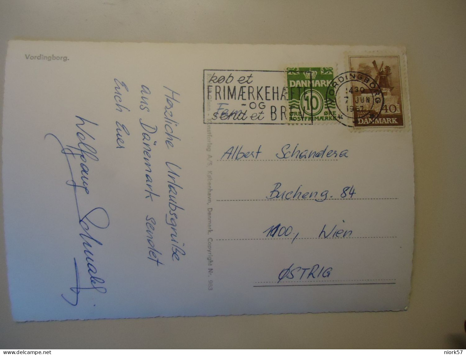 DENMARK    POSTCARDS  1967  VOLDINGBORG     WITH STAMPS  2 - Danemark