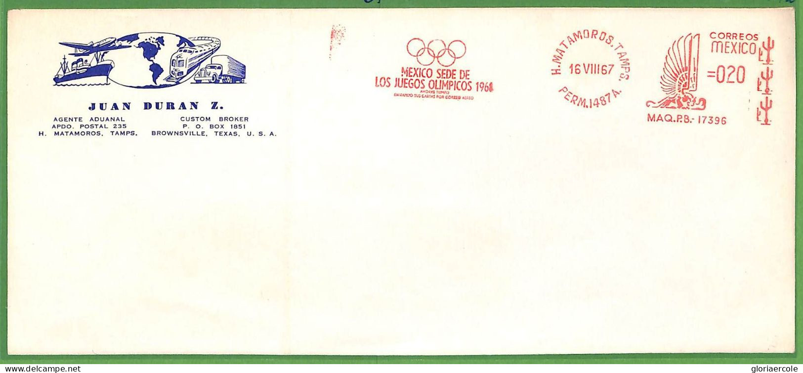 ZA1897 - MEXICO - POSTAL HISTORY - 1967  OLYMPIC Red Mechanical Postmark - Zomer 1968: Mexico-City