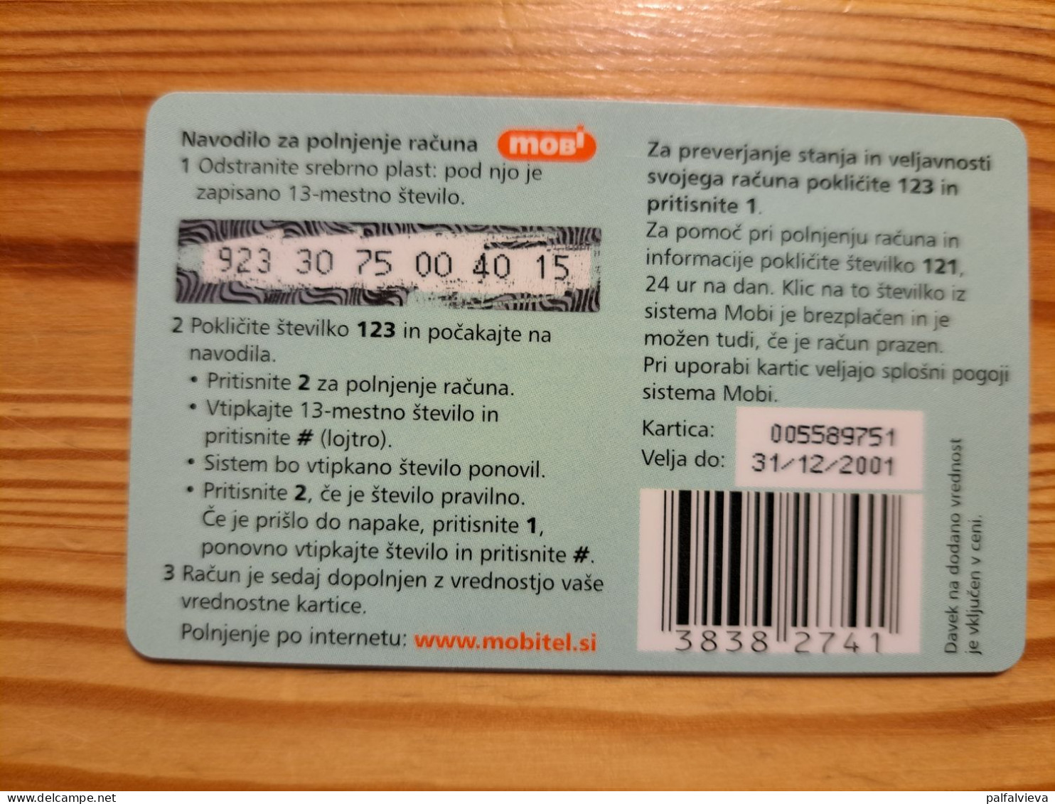 Prepaid Phonecard Slovenia, Mobi - Bird - Slovenië