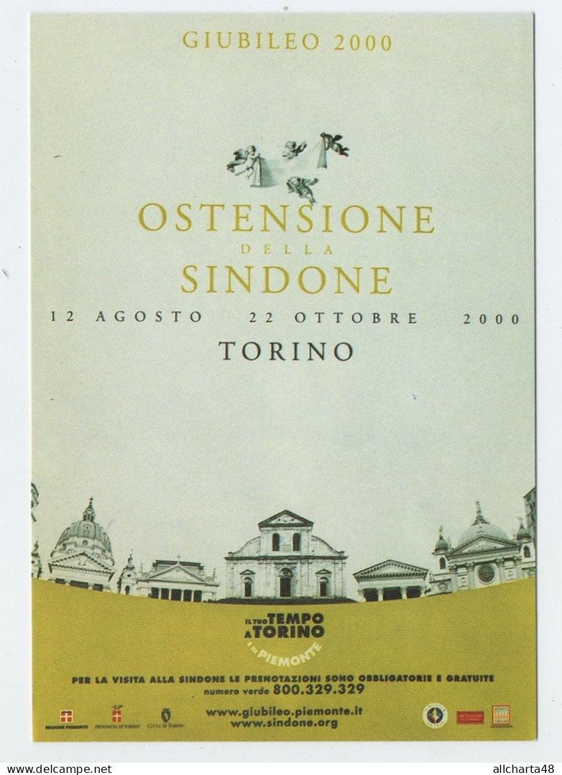 D6487] TORINO OSTENSIONE SACRA SINDONE GIUBILEO 2000 - CARTOLINA COMMEMORATIVA Ediz. Cartolinea Non Viaggiata - Demonstrationen