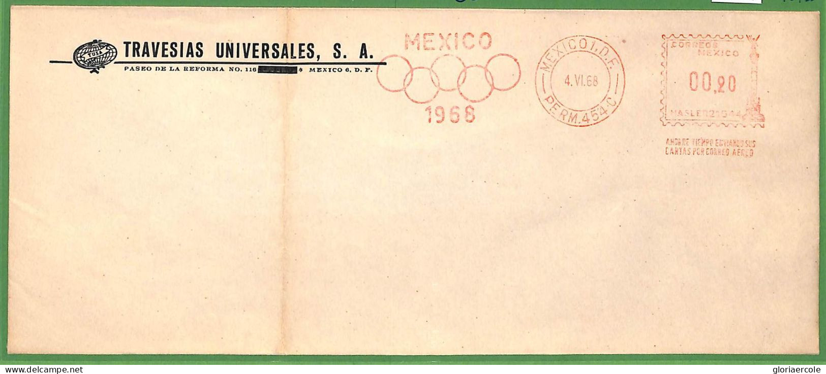 ZA1899 - MEXICO - POSTAL HISTORY - 1968  OLYMPIC Red Mechanical Postmark - Estate 1968: Messico