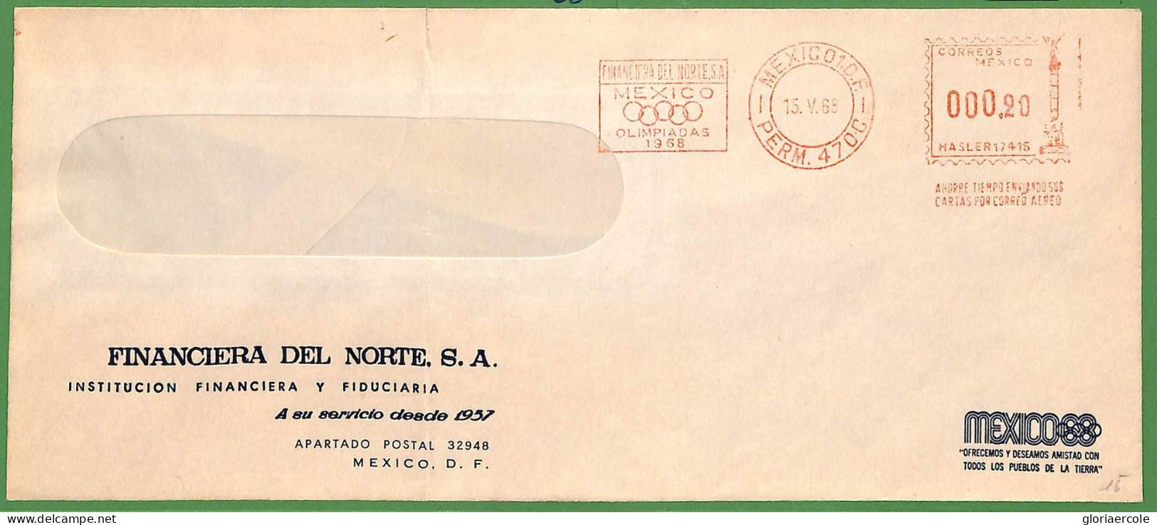 ZA1900 - MEXICO - POSTAL HISTORY - 1968  OLYMPIC Red Mechanical Postmark - Estate 1968: Messico