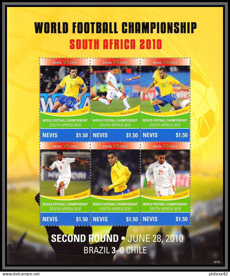 81212d Nevis Mi N°2489/2494 Brazil Chile World Cup Coupe Du Monde South Africa 2010 TB Neuf ** MNH Football Soccer - 2010 – África Del Sur