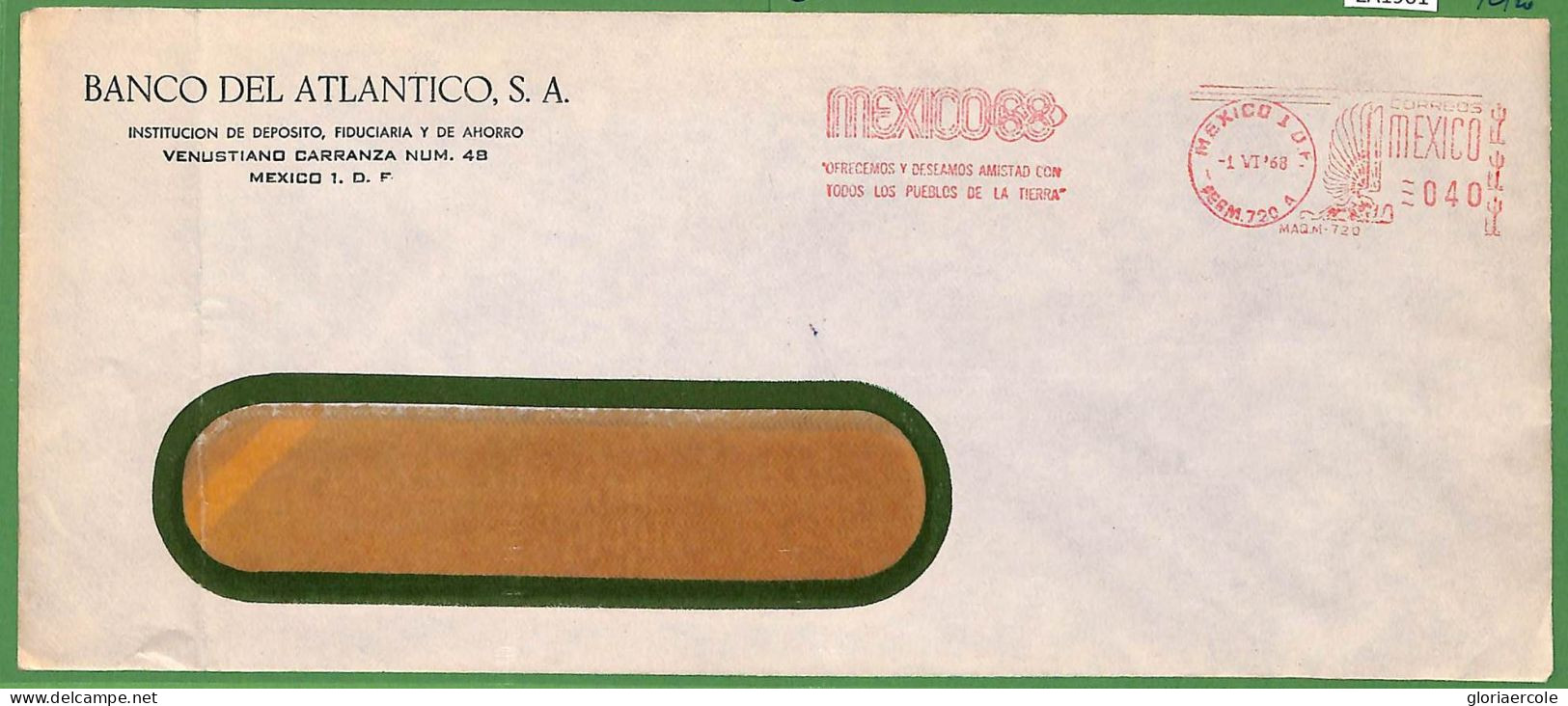 ZA1901 - MEXICO - POSTAL HISTORY - 1968  OLYMPIC Red Mechanical Postmark - Summer 1968: Mexico City